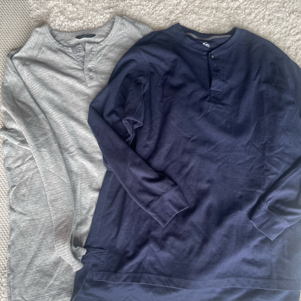 Gray and Navy Henley Shirts NWOT XXL